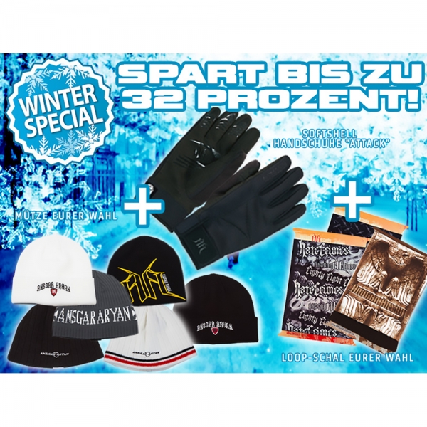 Winterpaket: Handschuhe + Mütze + Bandana/Loop-Schal Eurer Wahl