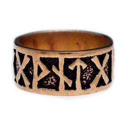 Wikinger Ring FUTHARK 9 mm Vikings Runen-Ring Bronze