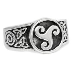 Celtic Siegel Ring TORIAN 11 mm Keltische Triskele Vintage Silber
