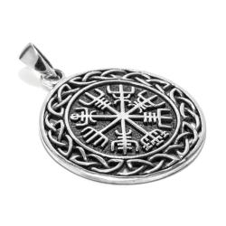 Vegvisir Symbol Anhänger WINRAR Ø 3 cm Wikinger Kompass mit Knoten Silber