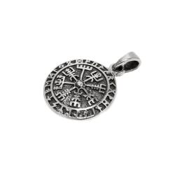 Kleiner Wikinger-Anhänger TALIZAR Ø 1.7 cm Vegvisir Kompass mit Runen Silber